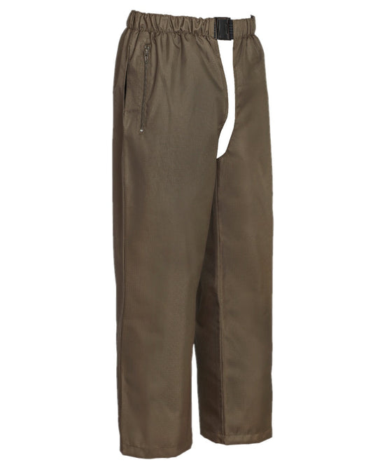Khaki coloured Percussion Renfort Ripstop Chaps on white background #colour_khaki