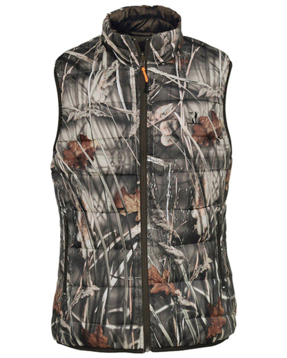 Brown Ghost Wet Camo Coloured Percussion Reversible Quilted Hunting Gilet on white background #colour_brown-ghost-wet-camo