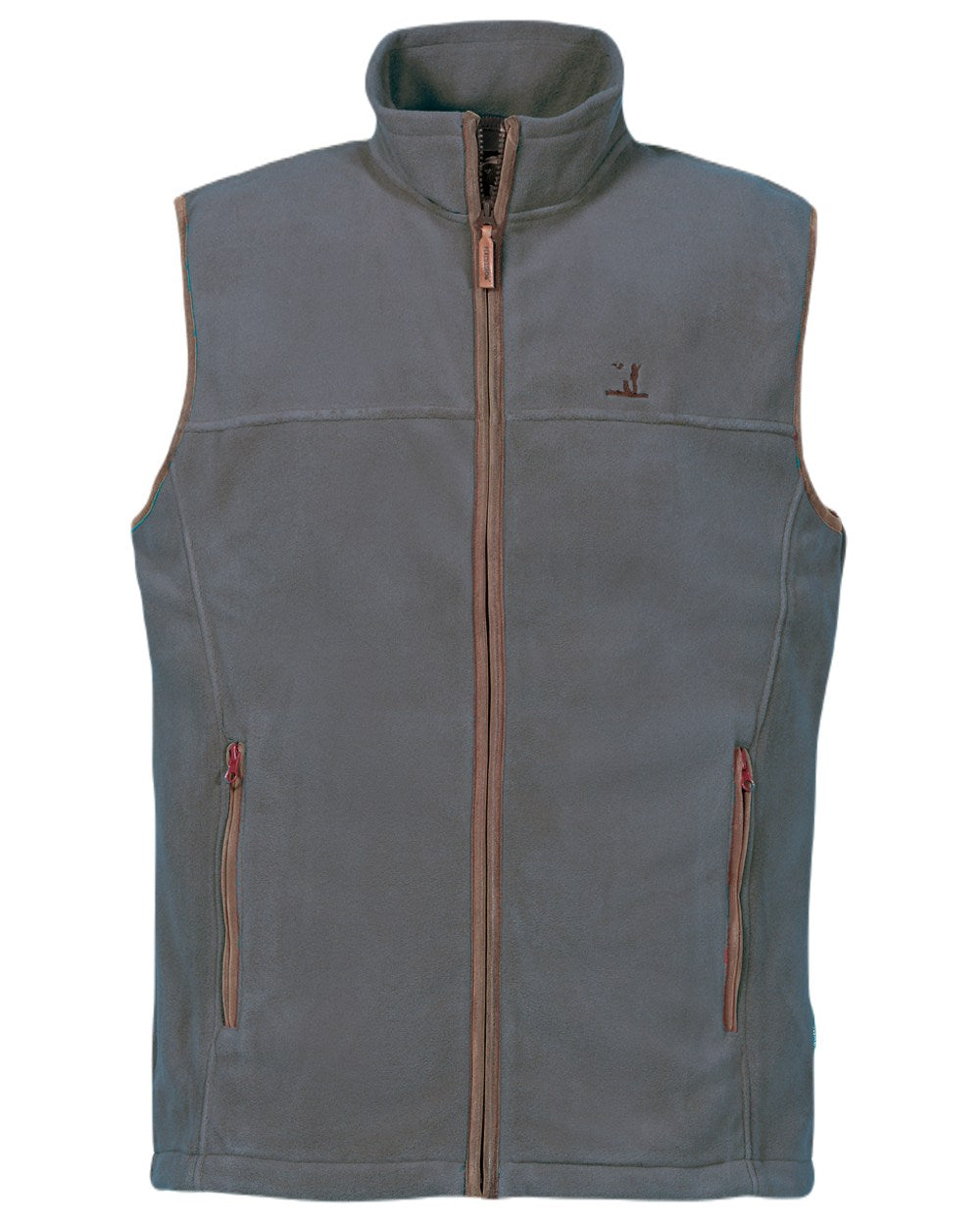 Grey coloured Percussion Scotland Fleece Gilet on white background #colour_grey
