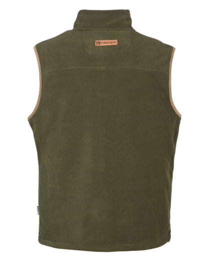 Khaki coloured Percussion Scotland Fleece Gilet on white background #colour_khaki