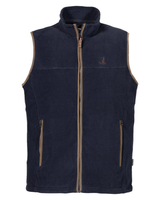 Navy coloured Percussion Scotland Fleece Gilet on white background #colour_navy
