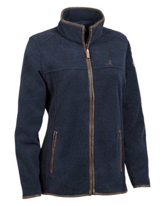 Navy coloured Percussion Scotland Ladies Fleece Jacket on white background #colour_navy