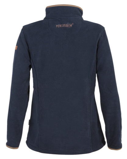 Navy coloured Percussion Scotland Ladies Fleece Jacket on white background #colour_navy