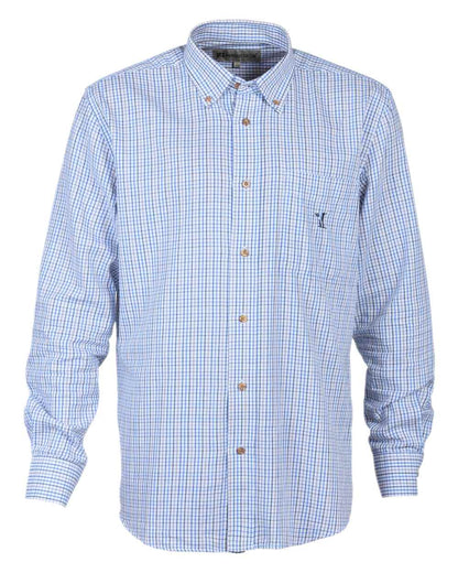 Blue coloured coloured Percussion Small Check Shirt on white background #colour_blue