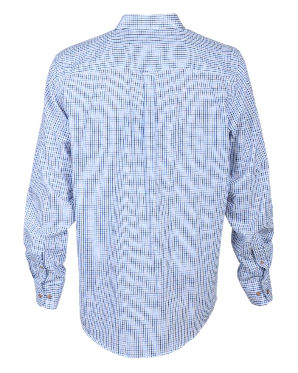 Blue coloured coloured Percussion Small Check Shirt on white background #colour_blue