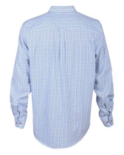 Blue coloured coloured Percussion Small Check Shirt on white background #colour_blue