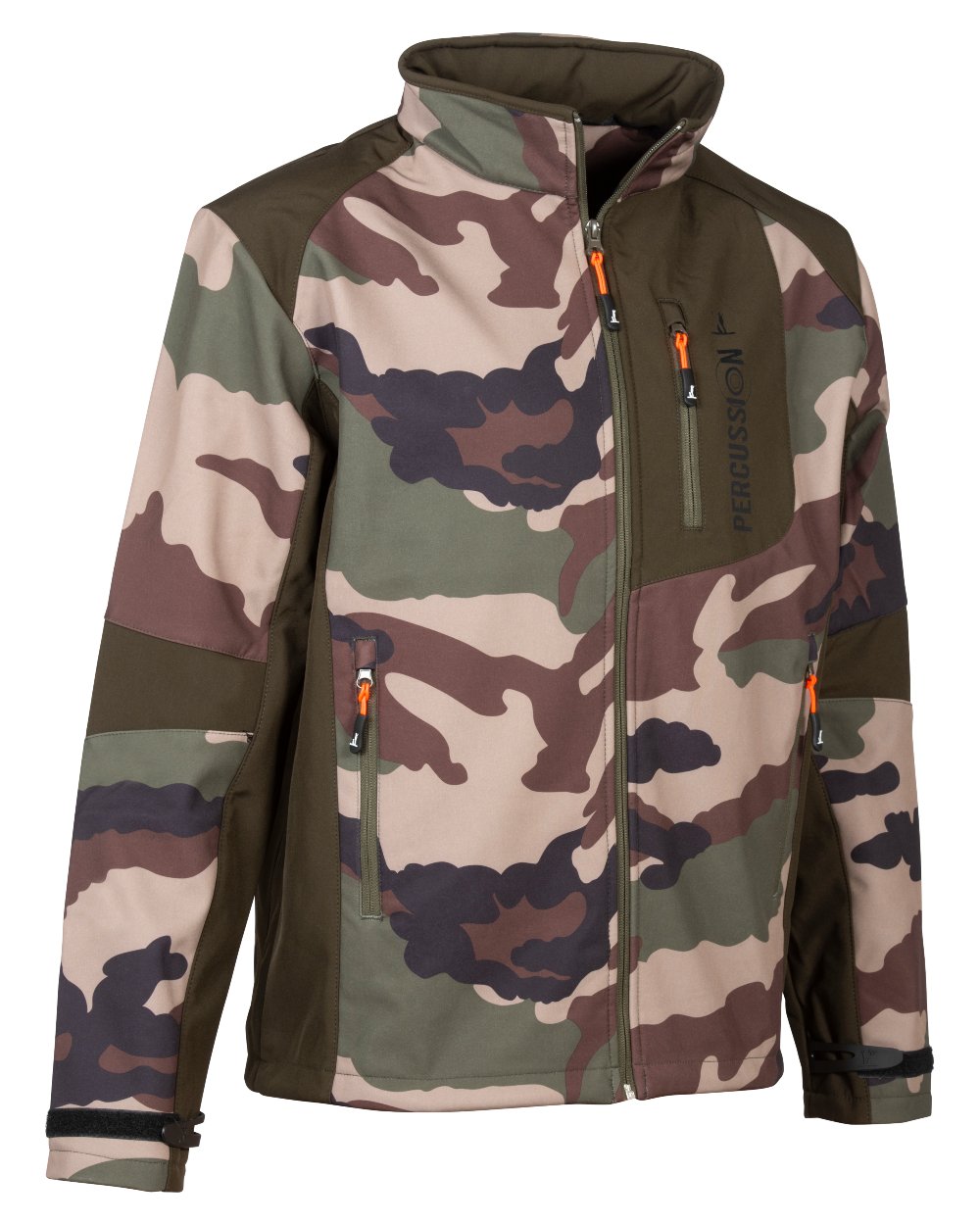 Central Europe coloured Percussion Softshell Camo Jacket on white background #colour_central-europe