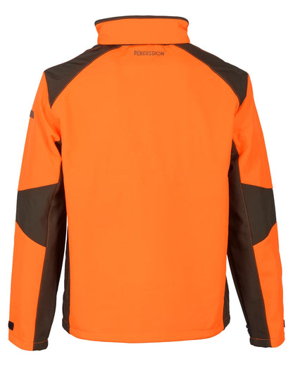 Khaki Orange coloured Percussion Softshell Waterproof Jacket on white background #colour_khaki-orange