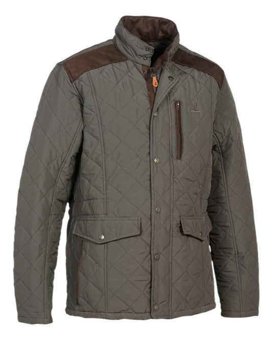Dark Brown coloured Percussion Stallion Quilted Jacket on white background #colour_dark-brown