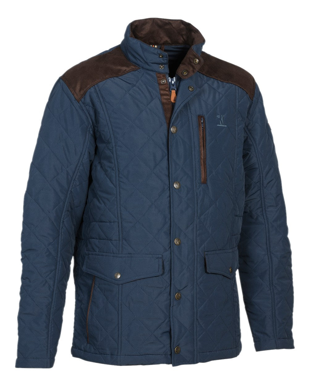 Marine Blue coloured Percussion Stallion Quilted Jacket on white background #colour_marine-blue