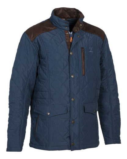 Marine Blue coloured Percussion Stallion Quilted Jacket on white background #colour_marine-blue