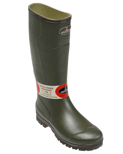 Green Coloured Percussion Stronger Beating Wellington Boots on white background #colour_green