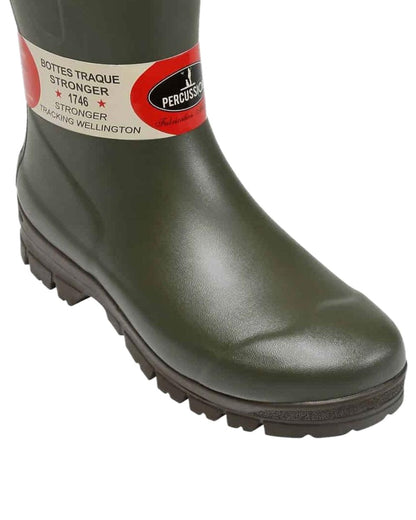 Green Coloured Percussion Stronger Beating Wellington Boots on white background #colour_green