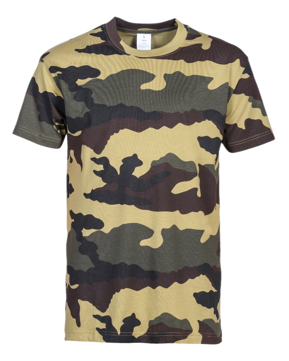 Khaki Beige Camo coloured Percussion T-Shirts Camo Three Pack on white background #colour_khaki-beige-camo