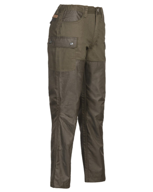 Light Khaki Coloured Percussion Tradition Bush Trousers on white background #colour_light-khaki