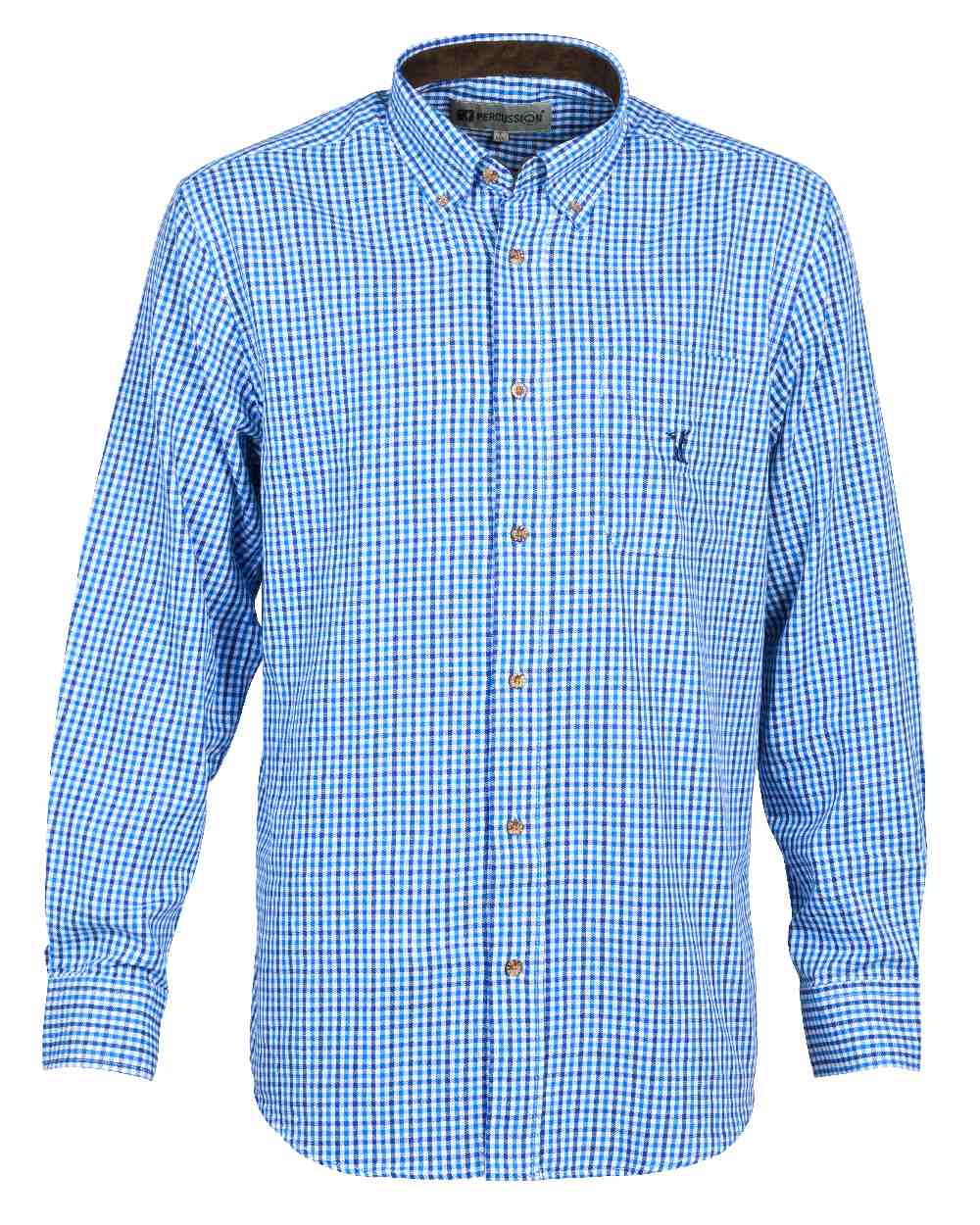 Blue coloured Percussion Traditional Shirt on white background #colour_blue