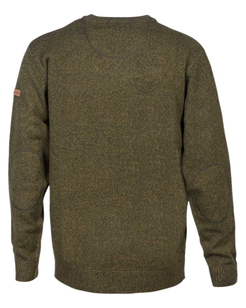 Khaki coloured Percussion V Neck Hunting Pullover on white background #colour_khaki