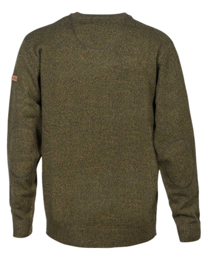 Khaki coloured Percussion V Neck Hunting Pullover on white background #colour_khaki