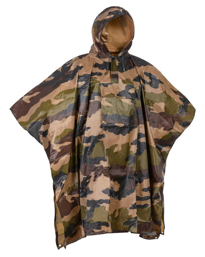 Central Europe Camo coloured Percussion Waterproof Poncho on white background #colour_central-europe-camo