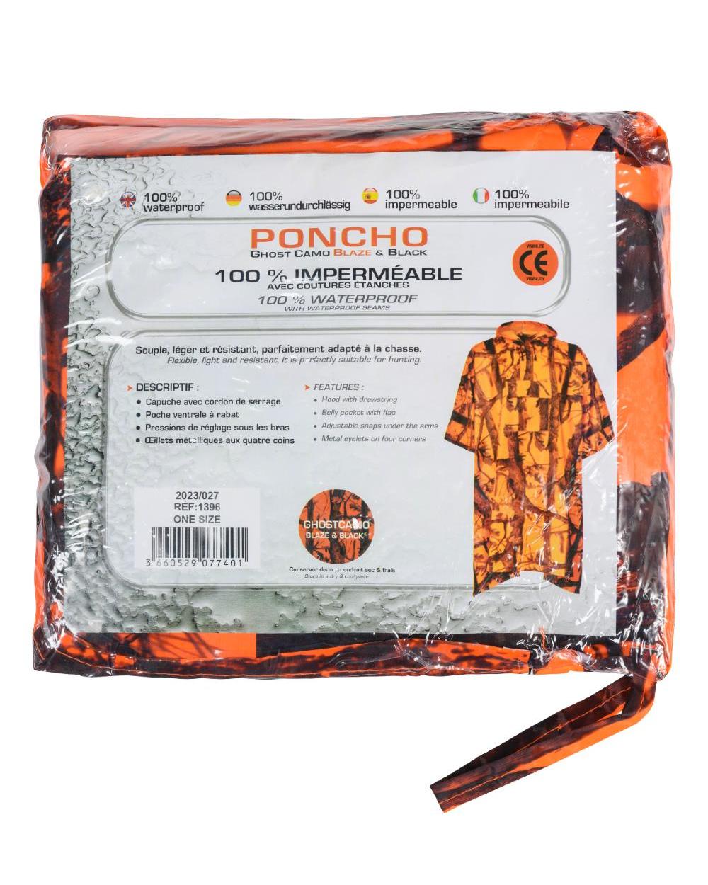 Ghostcamo Blaze coloured Percussion Waterproof Poncho on white background #colour_ghostcamo-blaze