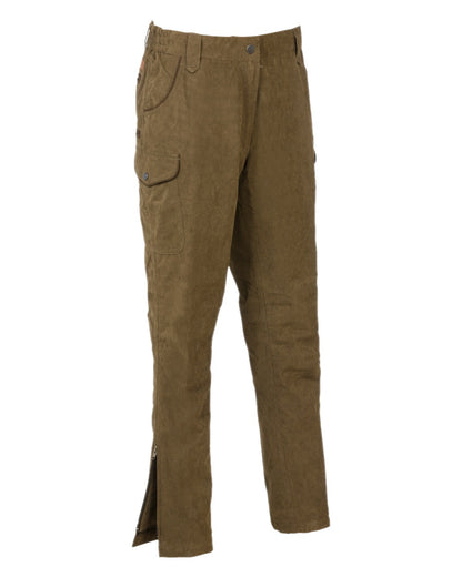 Khaki coloured Percussion Womens Rambouillet Original Trousers on white background #colour_khaki