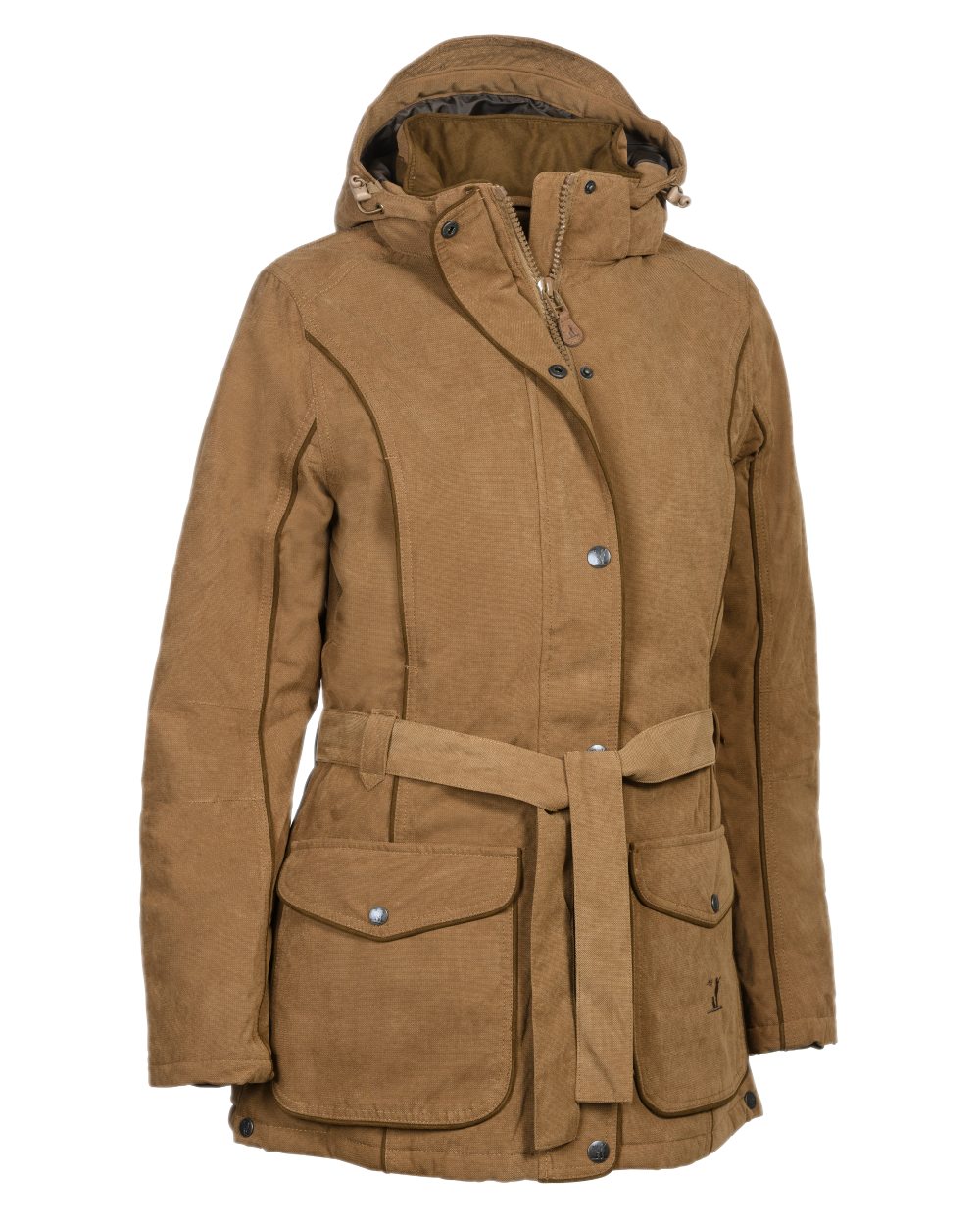 Brown coloured Percussion Womens Rambouillet Original Waterproof Jacket on white background #colour_brown