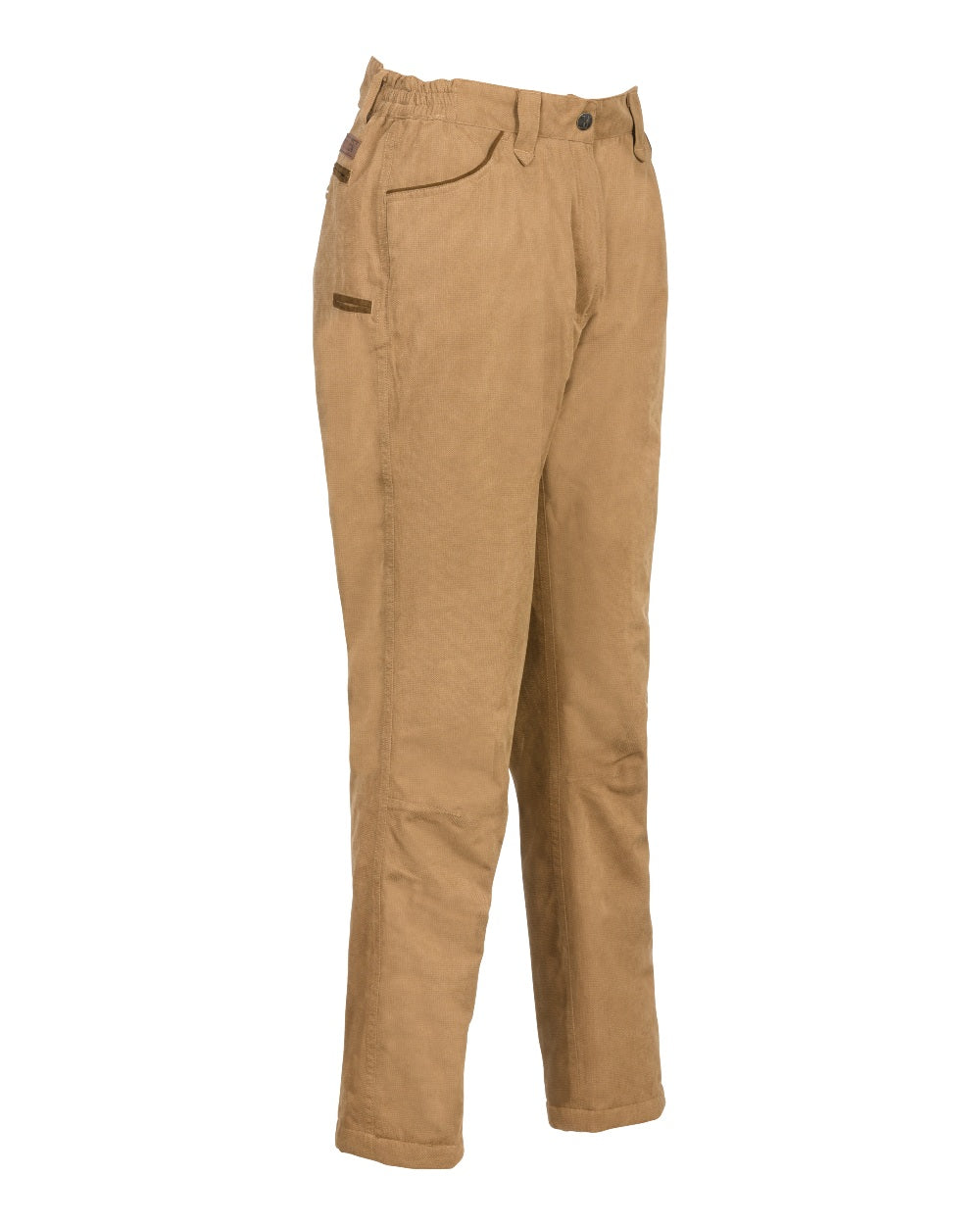 Brown coloured Percussion Womens Rambouillet Original Waterproof Trousers on white background #colour_brown