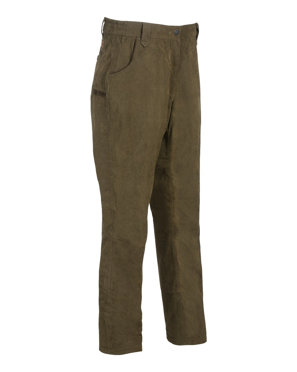 Khaki coloured Percussion Womens Rambouillet Original Waterproof Trousers on white background #colour_khaki