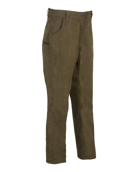 Khaki coloured Percussion Womens Rambouillet Original Waterproof Trousers on white background #colour_khaki