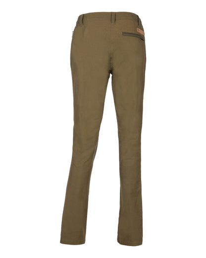 Khaki coloured Percussion Womens Savane Hyperstretch Trousers on white background #colour_khaki