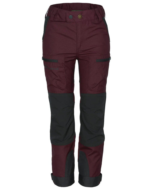 Plum Dark Anthracite coloured Pinewood Childrens Caribou TC Trousers on white background #colour_plum-dark-anthracite
