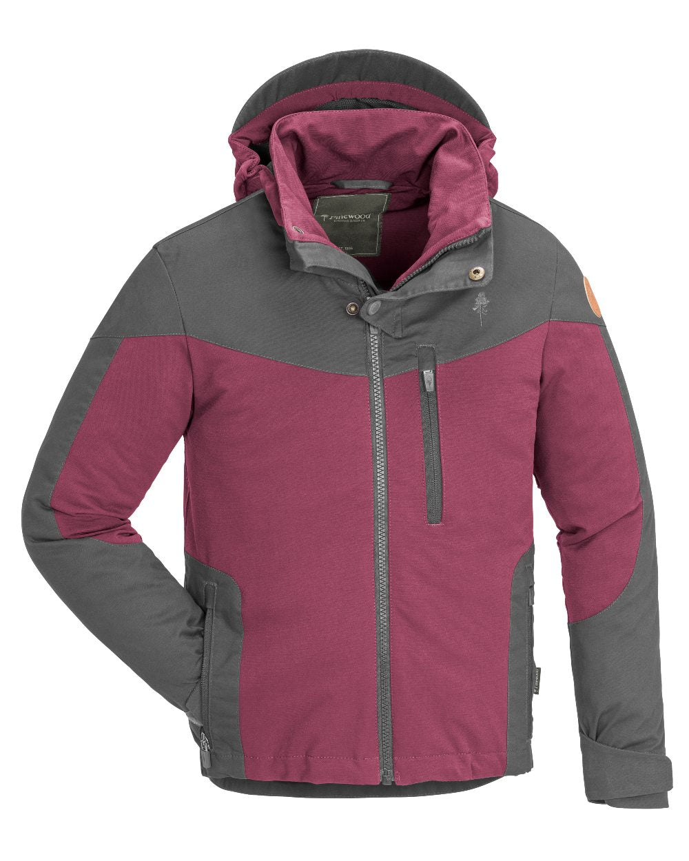 Plum Dark Anthracite coloured Pinewood Childrens Finnveden Hybrid Jacket on white background #colour_plum-dark-anthracite
