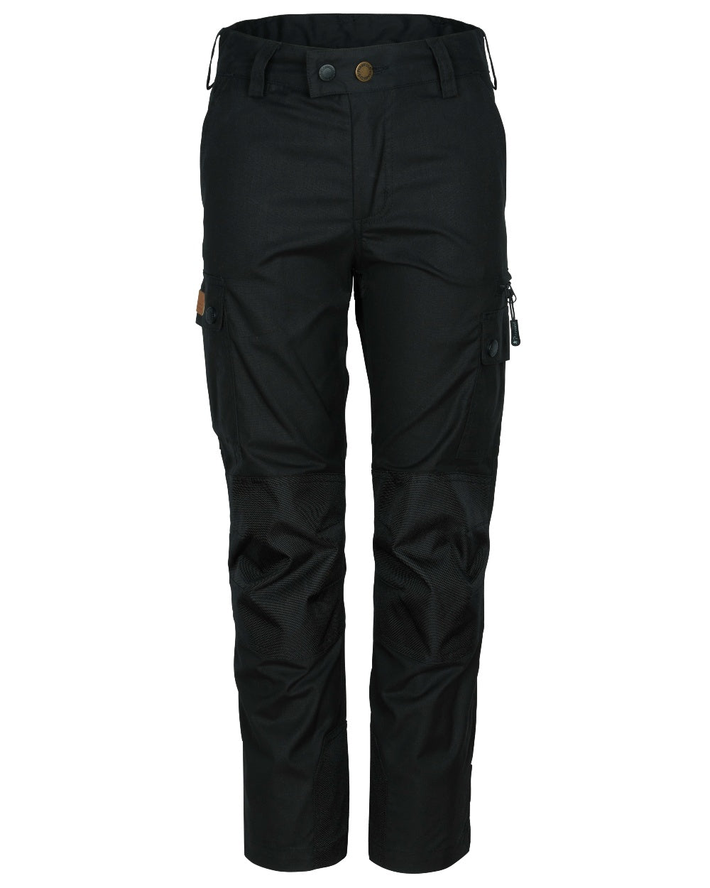 Black coloured Pinewood Childrens Lappland Trousers on white background #colour_black