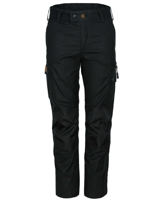 Black coloured Pinewood Childrens Lappland Trousers on white background #colour_black