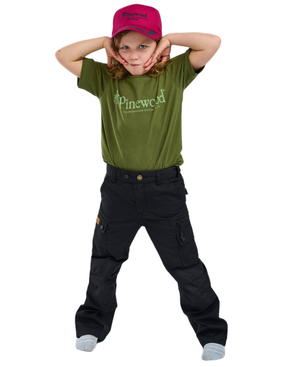 Black coloured Pinewood Childrens Lappland Trousers on white background #colour_black