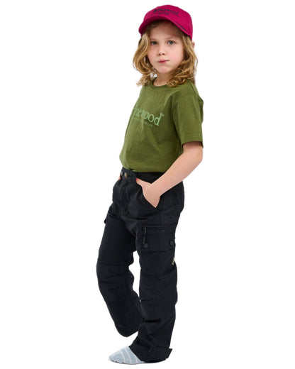 Black coloured Pinewood Childrens Lappland Trousers on white background #colour_black
