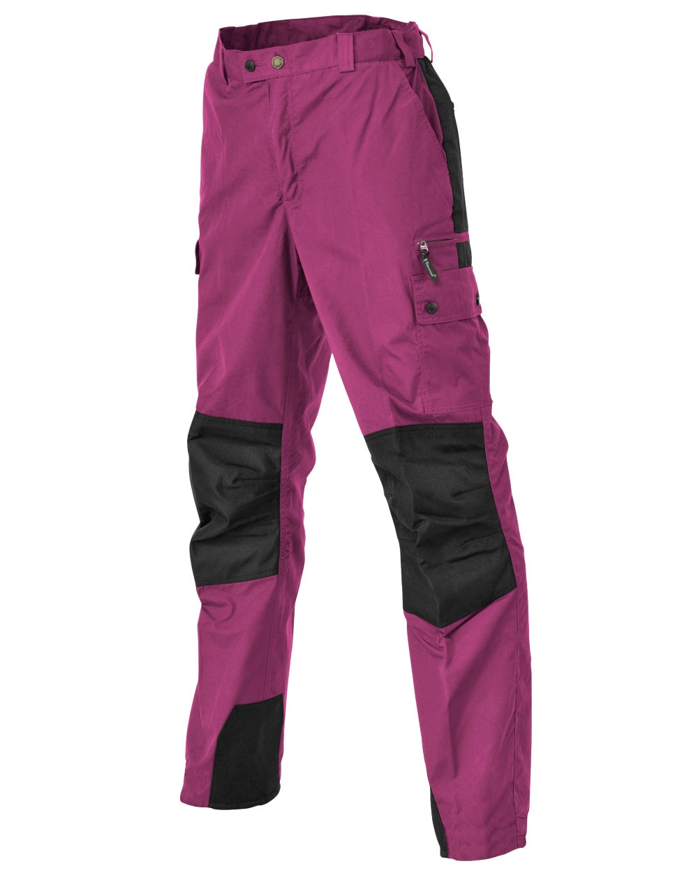 Fuchsia Black coloured Pinewood Childrens Lappland Trousers on white background #colour_fuchsia-black