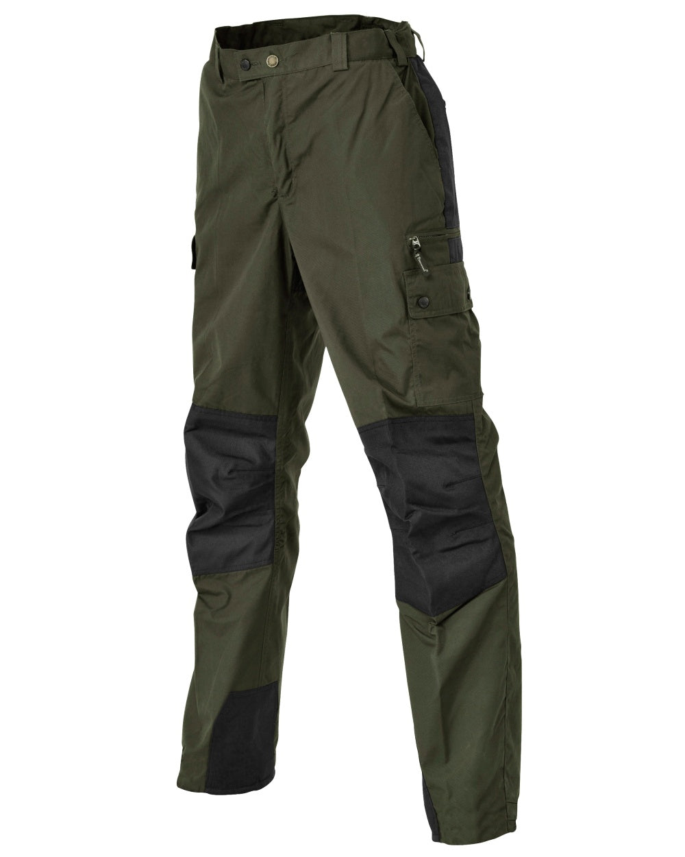 Moss Green Black coloured Pinewood Childrens Lappland Trousers on white background #colour_moss-green-black