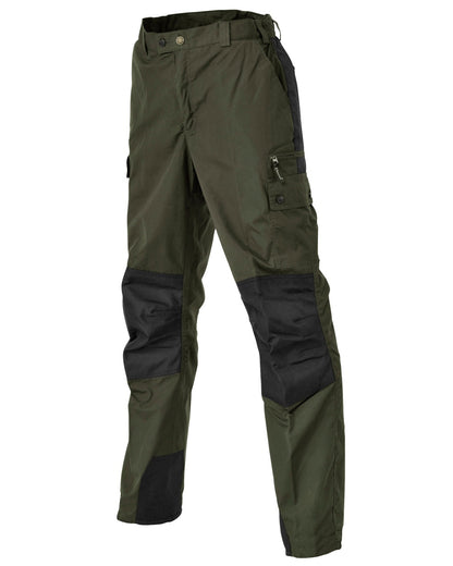 Moss Green Black coloured Pinewood Childrens Lappland Trousers on white background #colour_moss-green-black