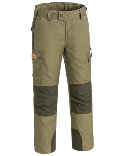 Olive Moss Green coloured Pinewood Childrens Lappland Trousers on white background #colour_olive-moss-green