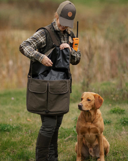 Moss Green Coloured Pinewood Dog Sports Shoulder Bag on outdoor background #colour_moss-green