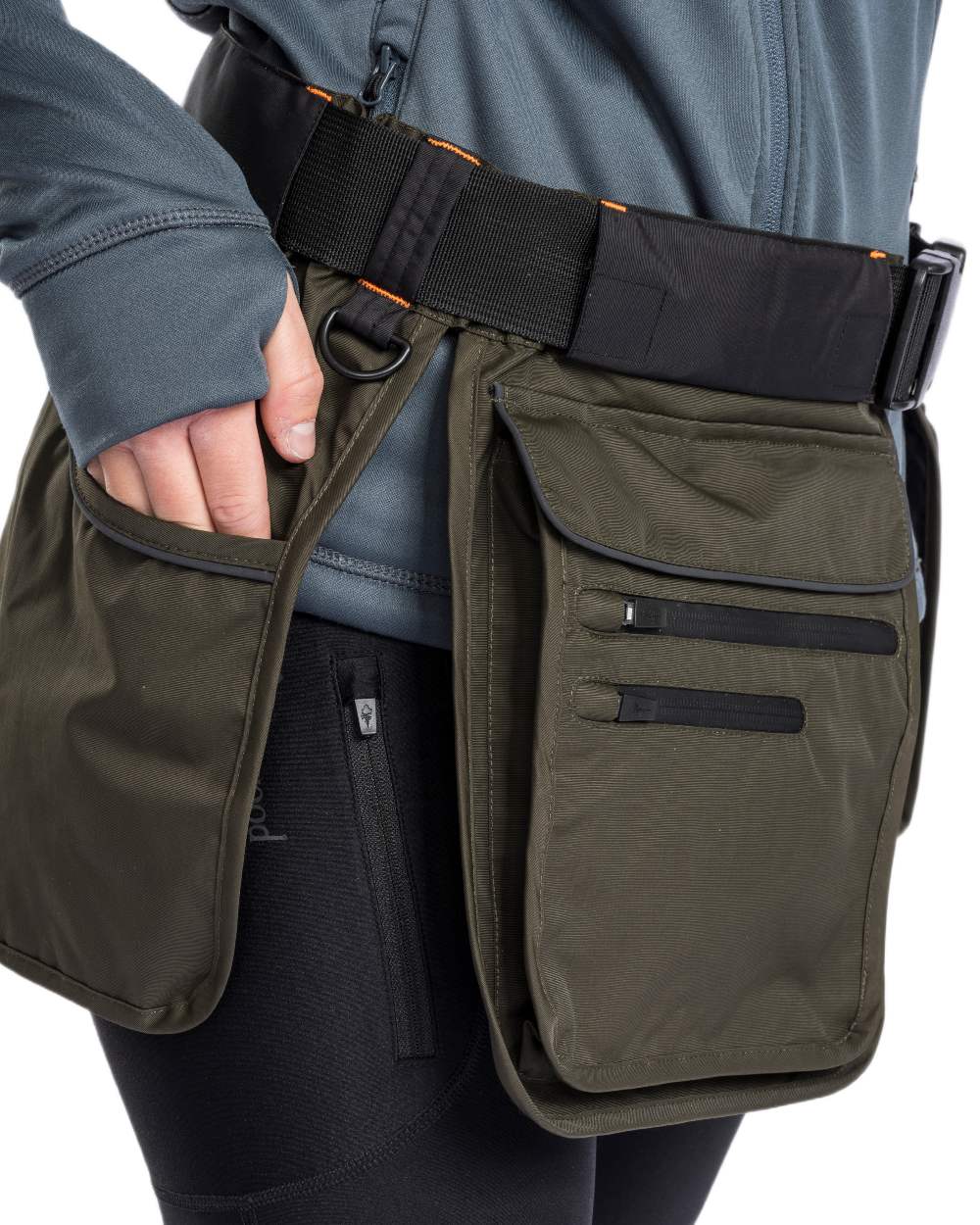 Mossgreen Black Coloured Pinewood Dog Sports Utility Belt on white background #colour_mossgreen-black