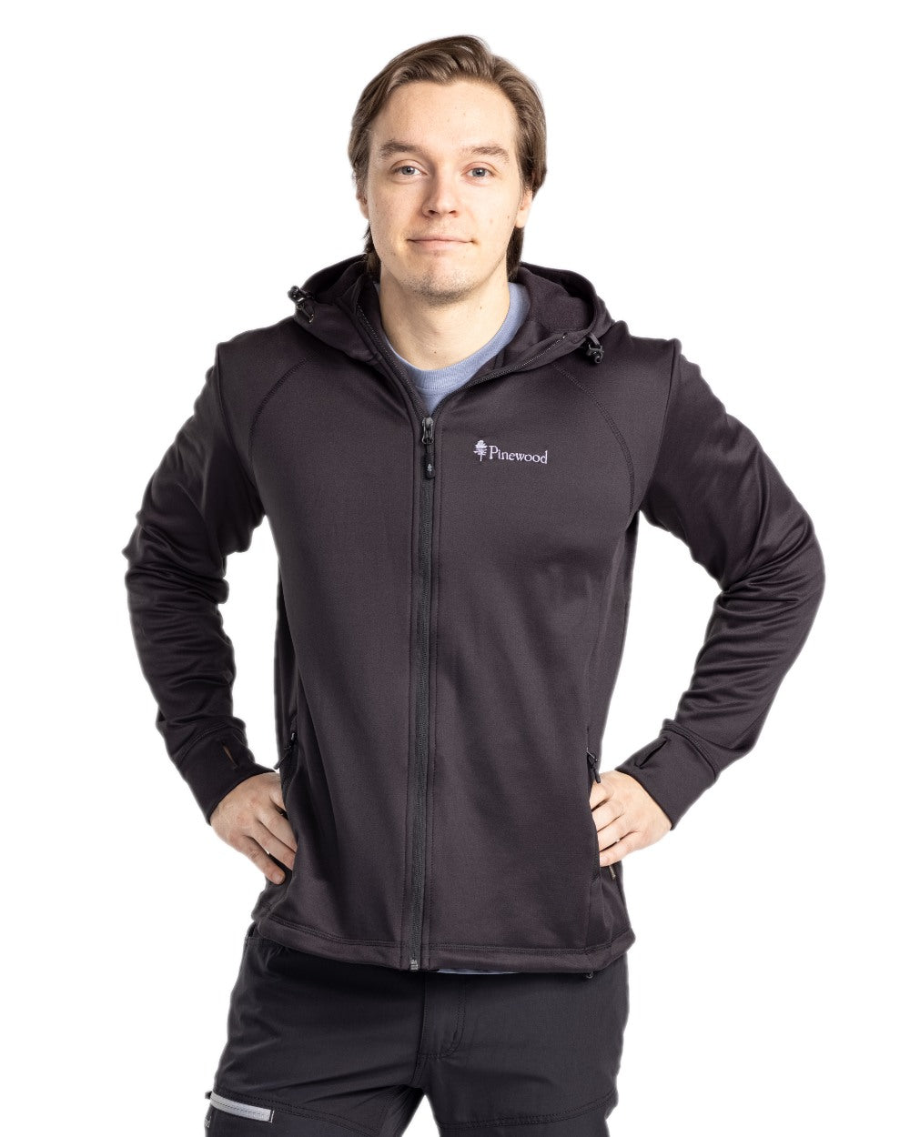 Black Coloured Pinewood Finnveden Hoodie on white background #colour_black