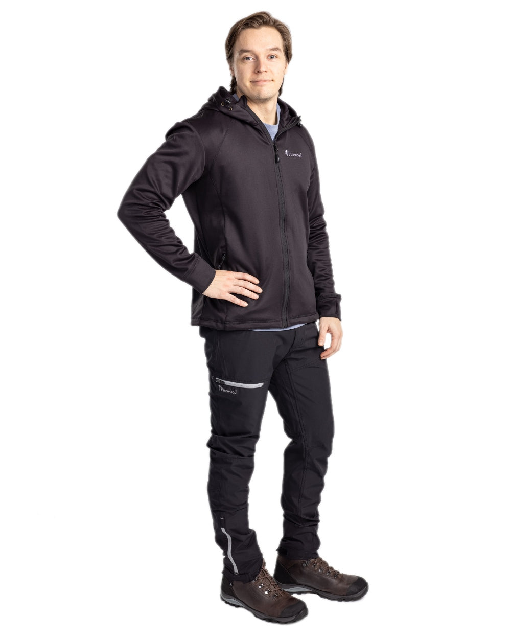 Black Coloured Pinewood Finnveden Hoodie on white background #colour_black