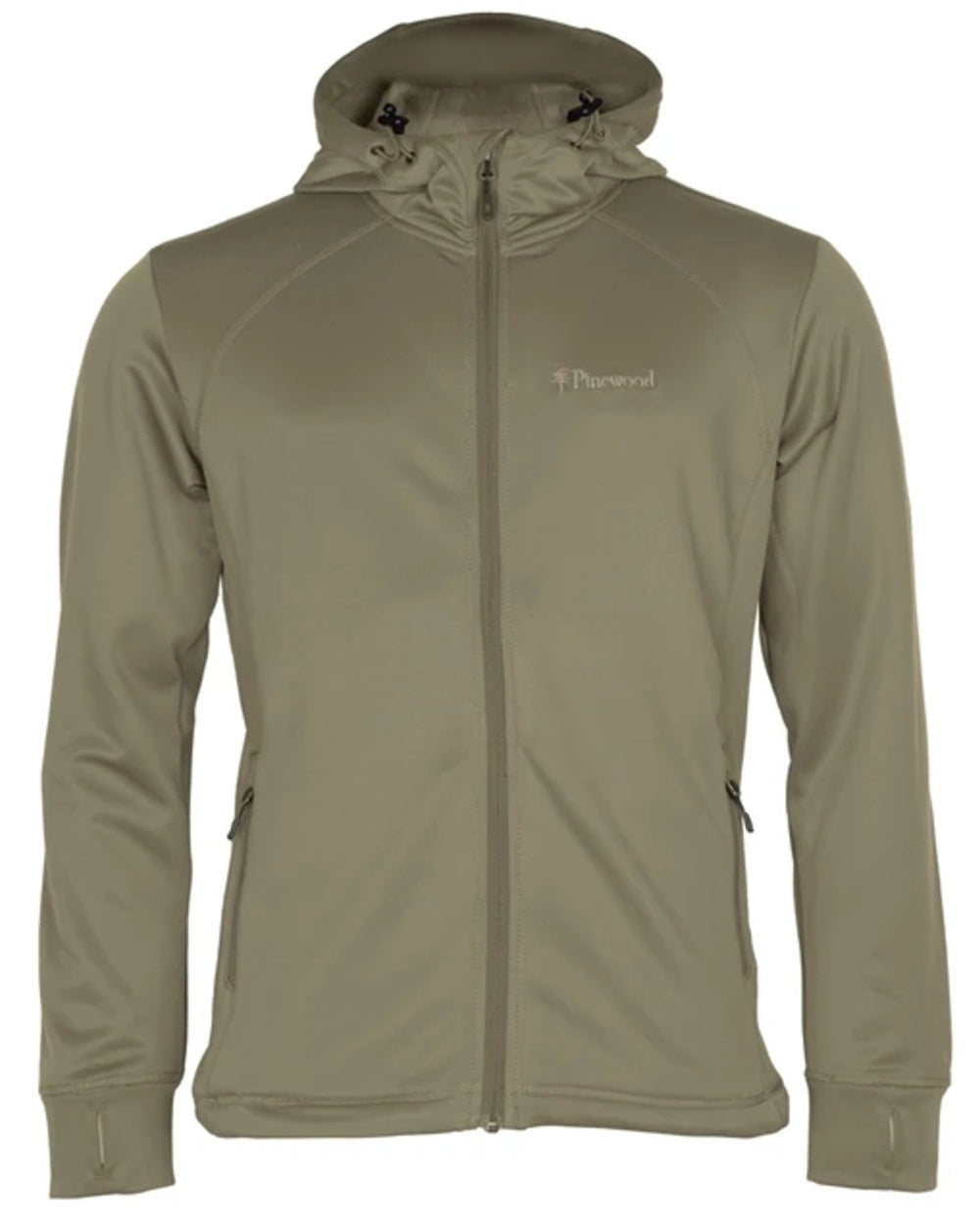 Mid Khaki coloured Pinewood Finnveden Hoodie on white background #colour_mid-khaki