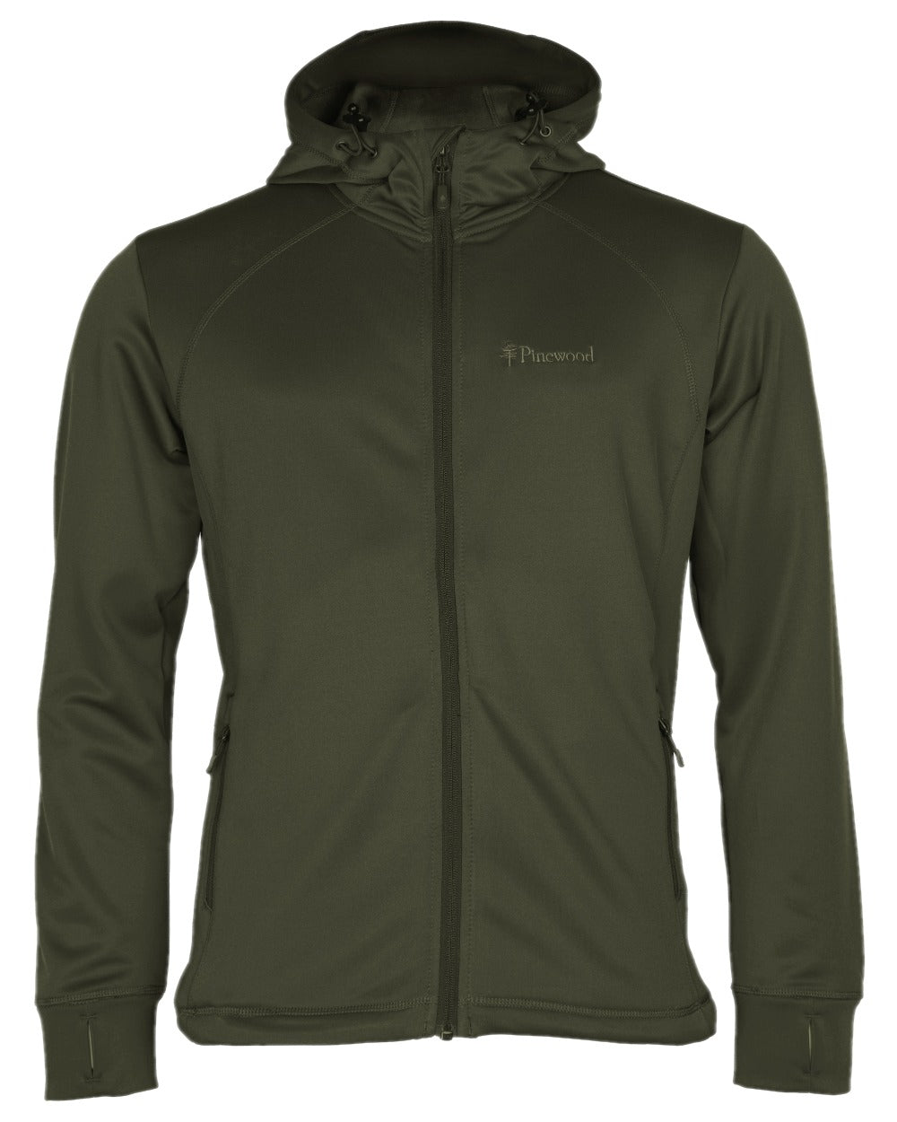 Moss Green Coloured Pinewood Finnveden Hoodie on white background #colour_moss-green