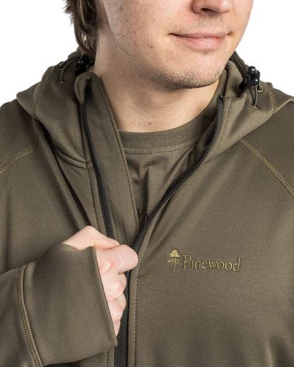 Olive Coloured Pinewood Finnveden Hoodie on white background #colour_olive
