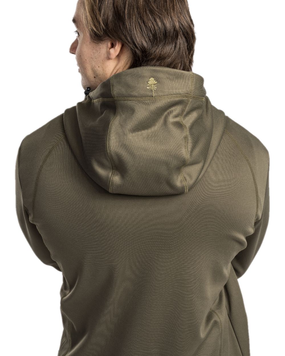 Olive Coloured Pinewood Finnveden Hoodie on white background #colour_olive