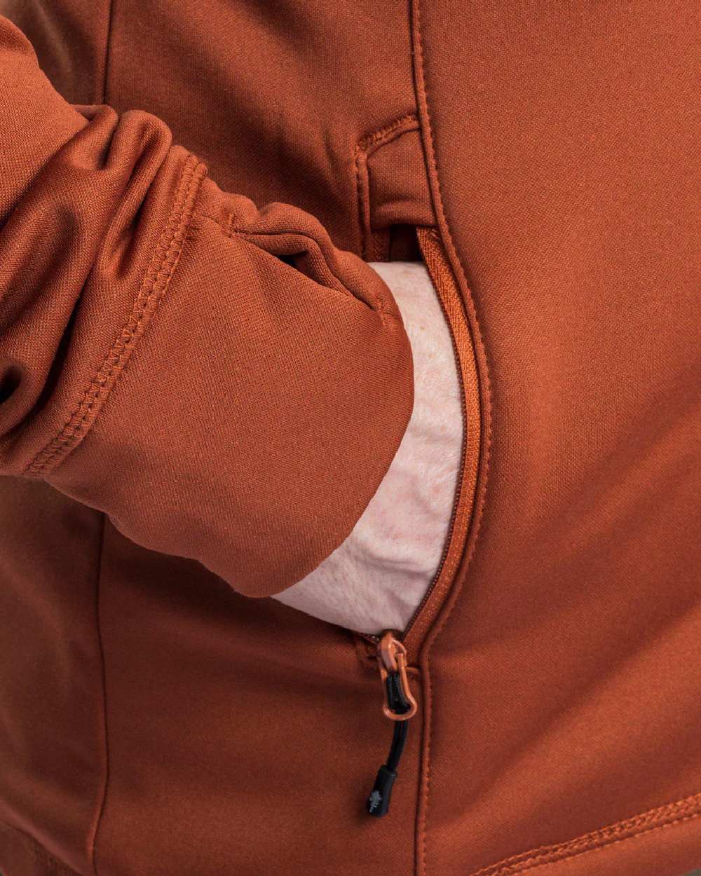 Terracotta coloured Pinewood Finnveden Hoodie on white background #colour_terracotta
