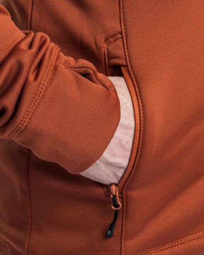 Terracotta coloured Pinewood Finnveden Hoodie on white background #colour_terracotta